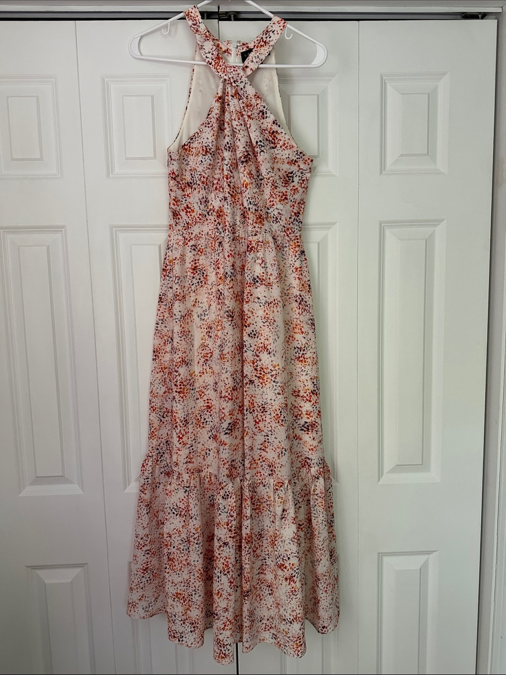Laundry By Shelli Segal Cream Maxi Dress with Orange Floral Print